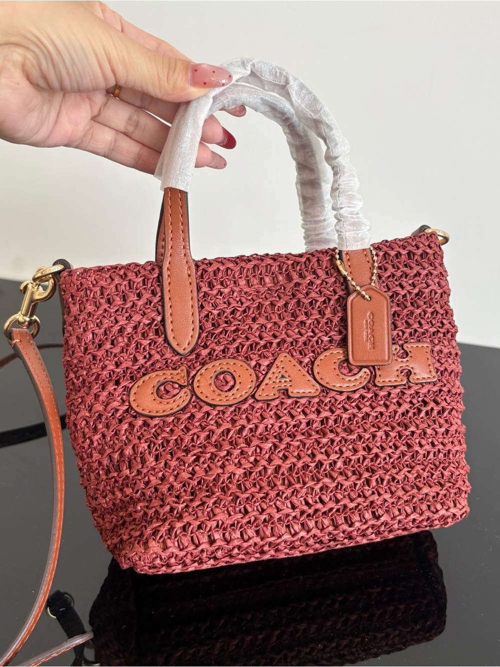 Women's Woven Tote Bag in Terracotta